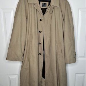 JOSEPH A BANK MEN'S TRENCH COAT OVERCOAT 42 R LONG COAT with WOOL LINER
